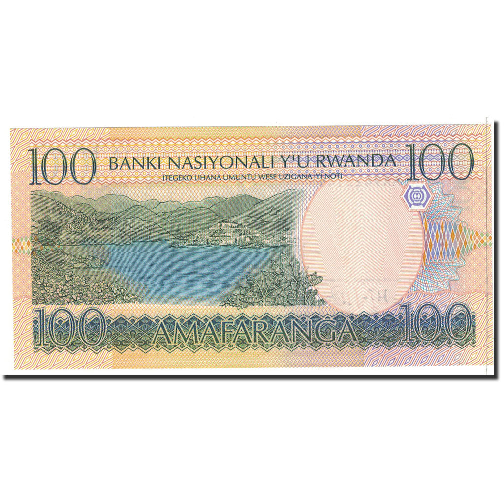 bancnota, 
  
  Rwanda, 
  
  100 de franci