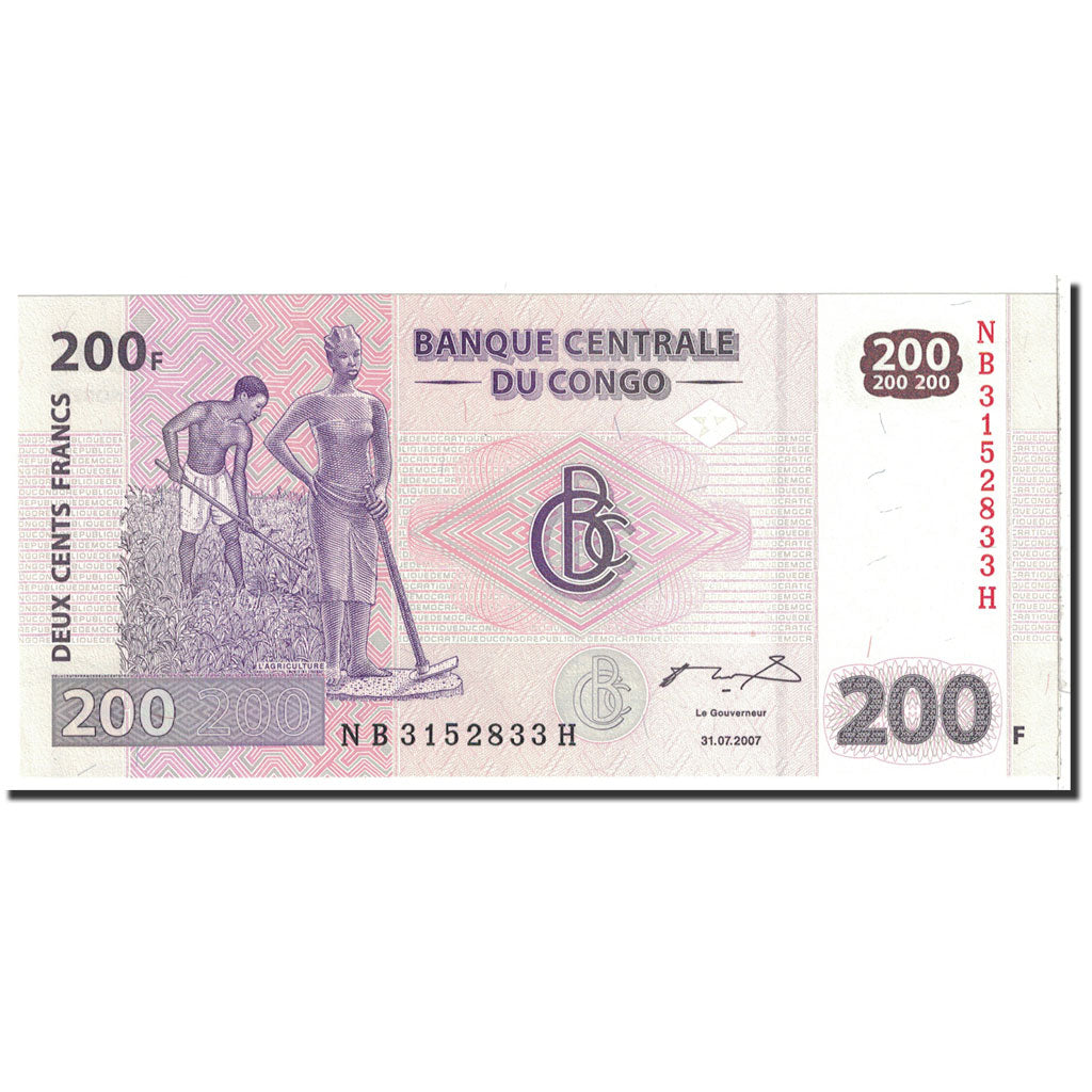 bancnota, 
  
  Republica Democrată Congo, 
  
  200 de franci