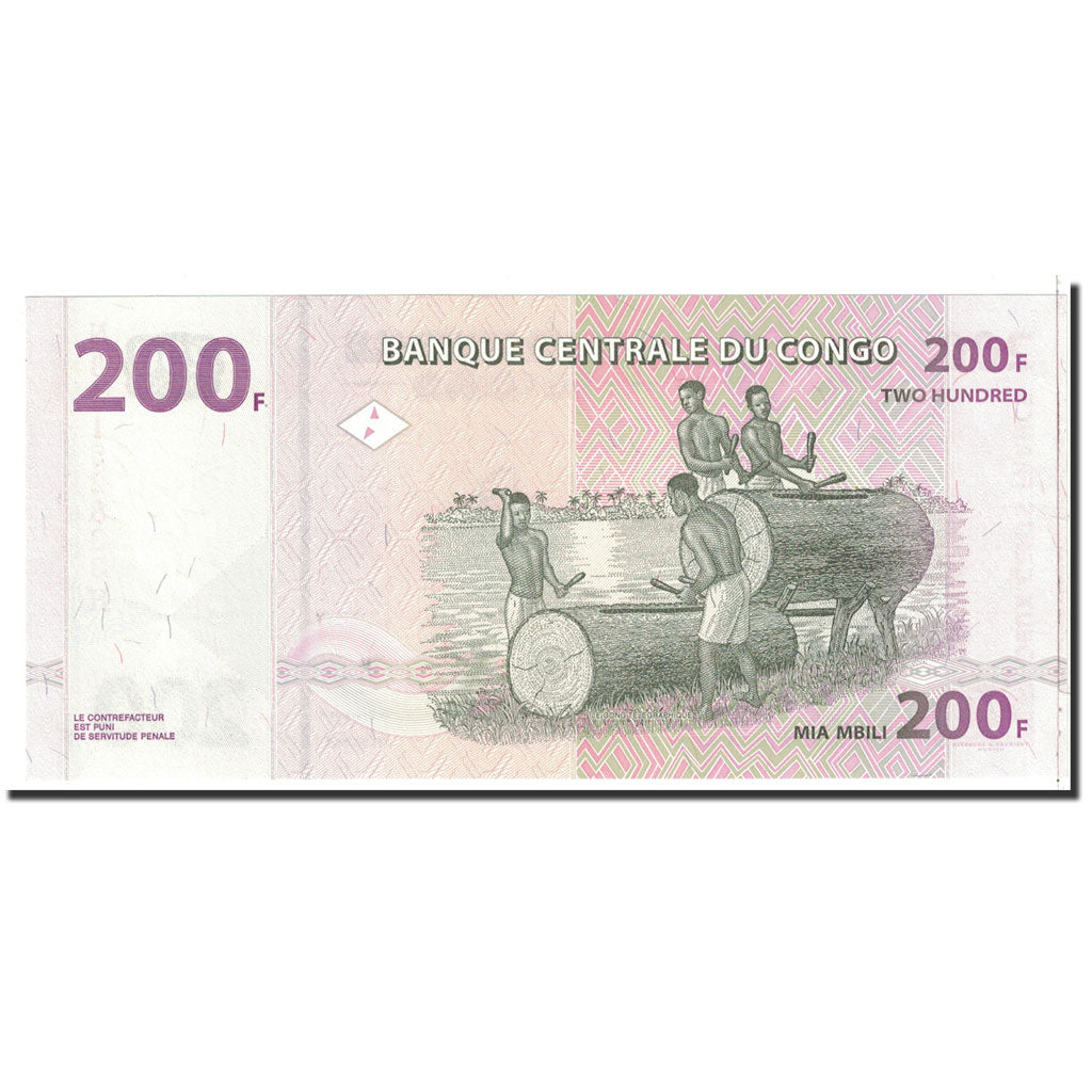 bancnota, 
  
  Republica Democrată Congo, 
  
  200 de franci