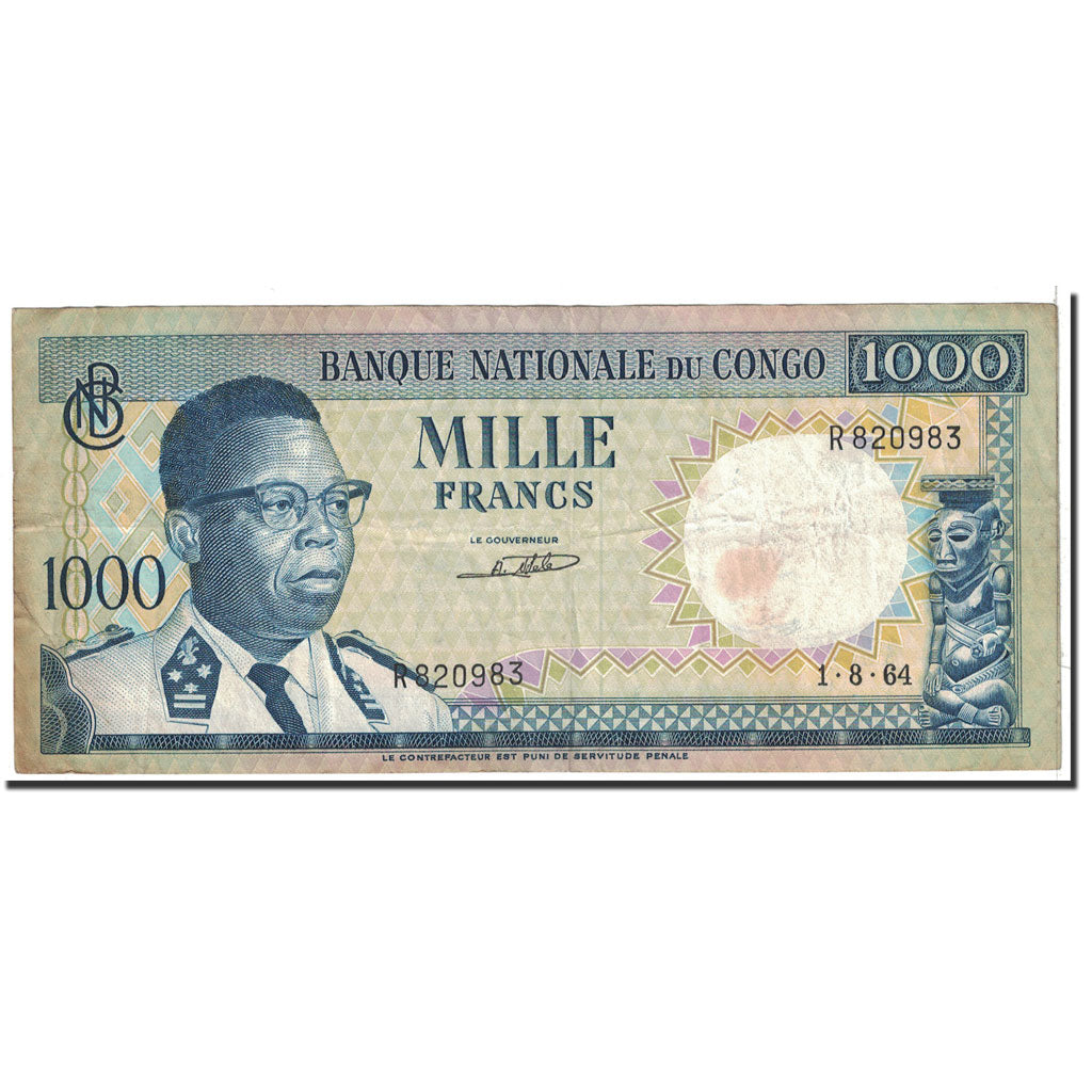 bancnota, 
  
  Republica Democrată Congo, 
  
  1000 de franci