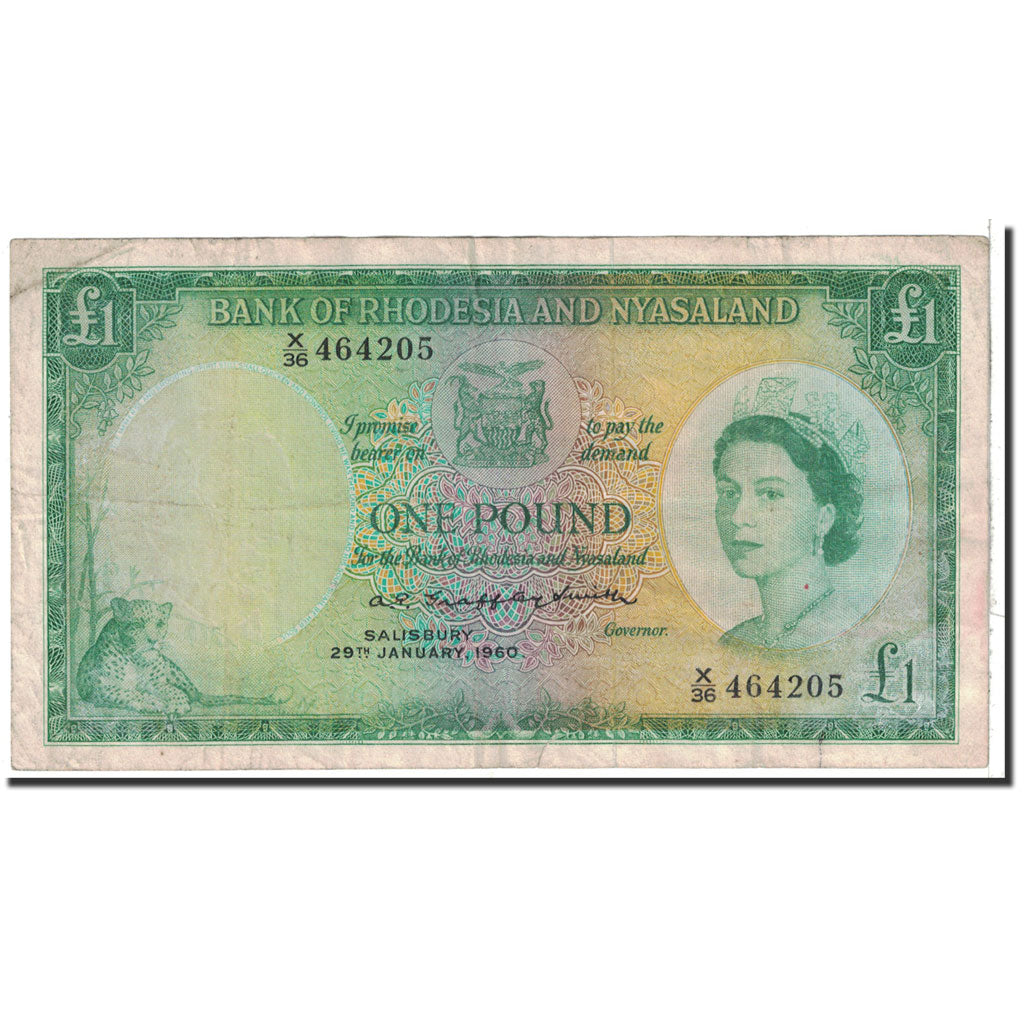 bancnota, 
  
  Rhodesia și Nyasaland, 
  
  1 Lira