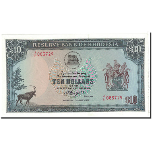 bancnota, 
  
  Rhodesia, 
  
  10 dolari