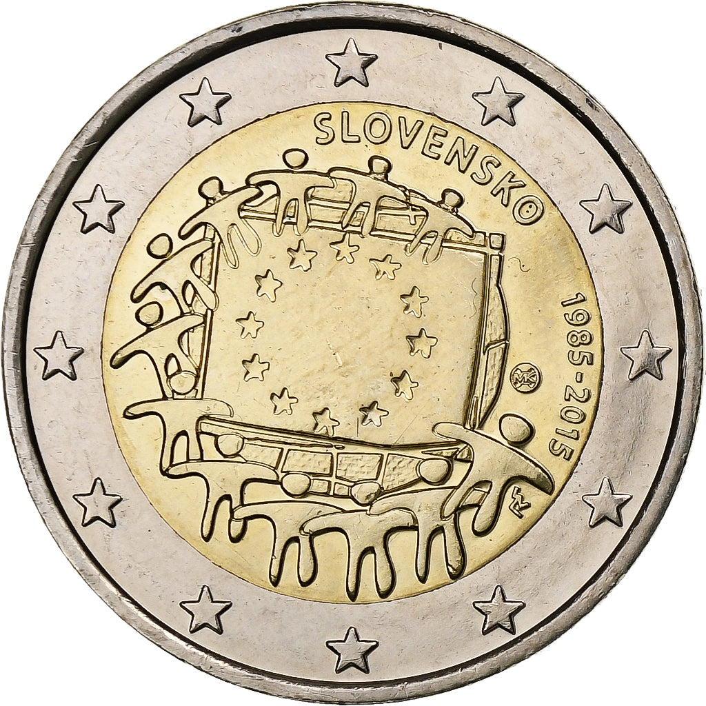 Slovacia, 
  
  2 euro, 
  
  Steagul Uniunii Europene