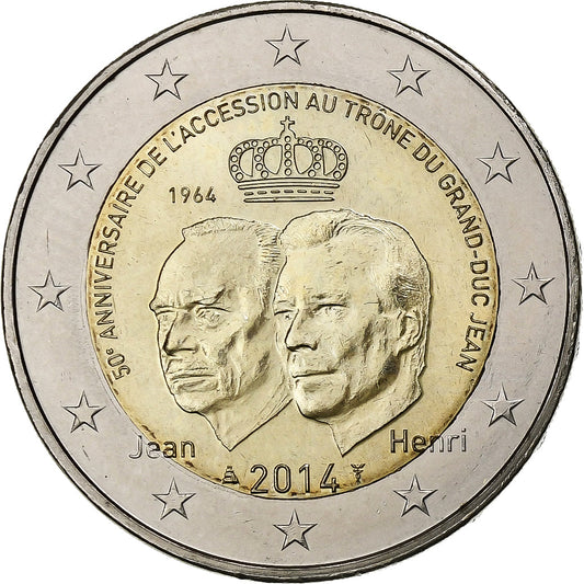 Luxemburg, 
  
  2 euro, 
  
  Henri I Jubileu de Aur