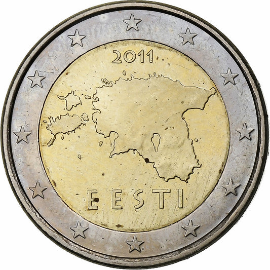 Estonia, 
  
  2 euro, 
  
  Harta Estoniei