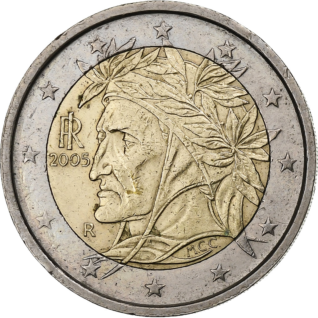 Italia, 
  
  2 euro, 
  
  Raffaello al lui Dante Alighieri