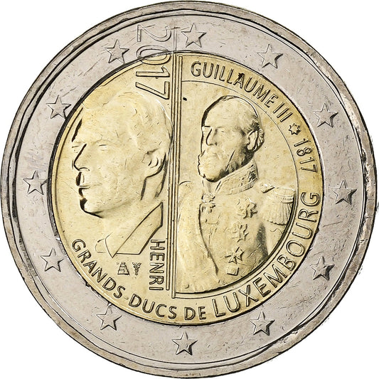 Luxemburg, 
  
  2 euro, 
  
  Henri I William III