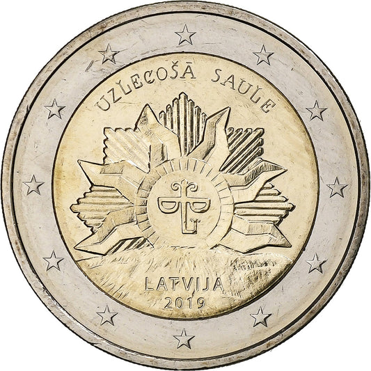 Lituania, 
  
  2 euro, 
  
  Soarele Răsare