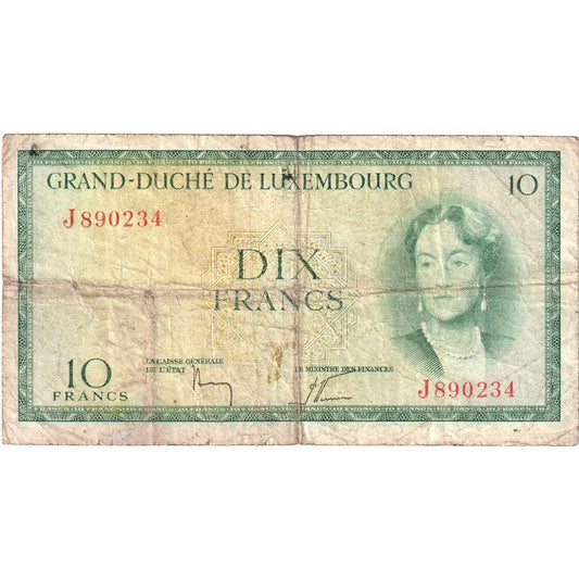 Luxemburg, 
  
  10 franci, 
  
  Nedatat (1954)