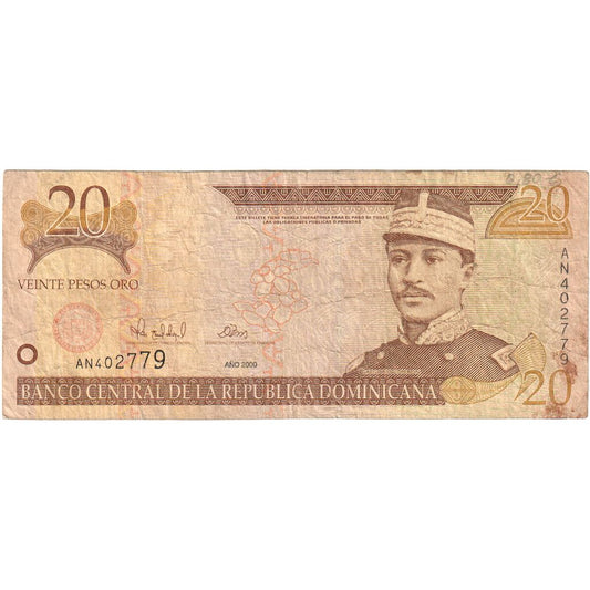 Republica Dominicană, 
  
  20 pesos oro, 
  
  2000