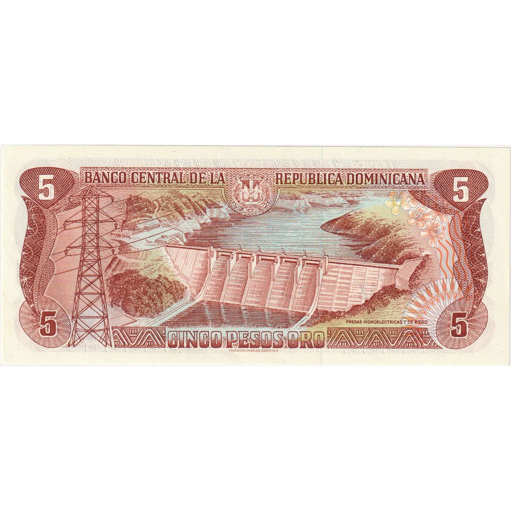 Republica Dominicană, 
  
  5 pesos oro, 
  
  1996