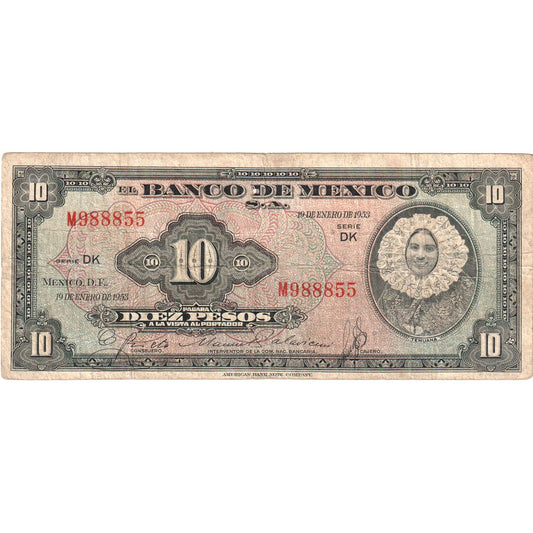 Mexic, 
  
  10 pesos, 
  
  1953