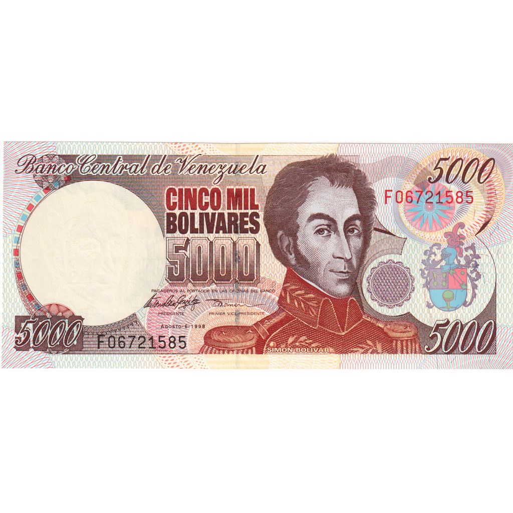 Venezuela, 
  
  5000 bolivar, 
  
  1998