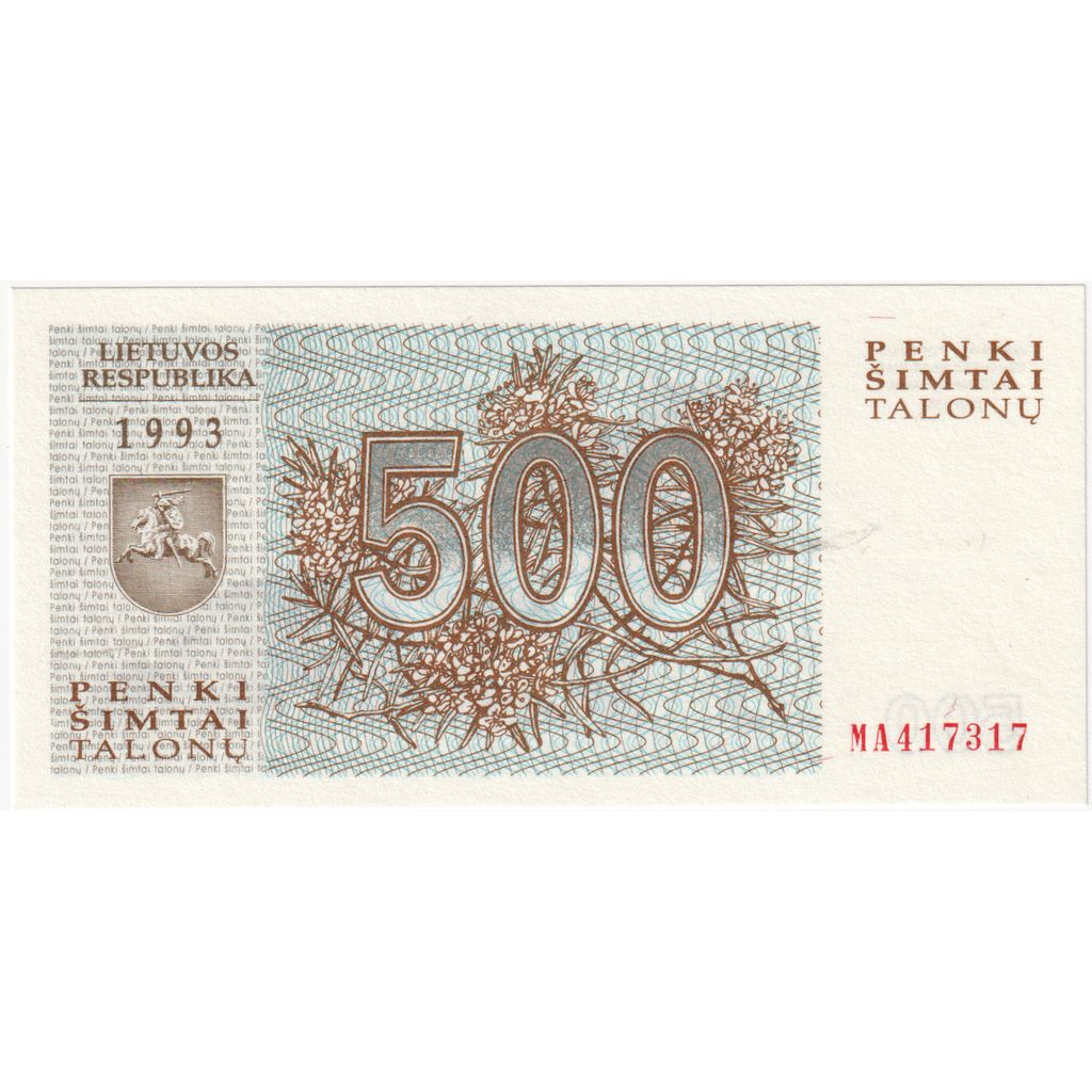 Lituania, 
  
  500 Talonu, 
  
  UNC(65-70)