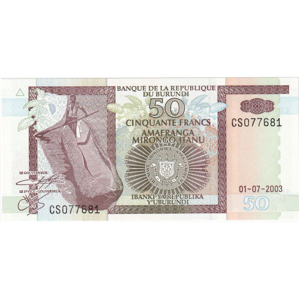 Burundi, 
  
  50 de franci, 
  
  2003-07-01