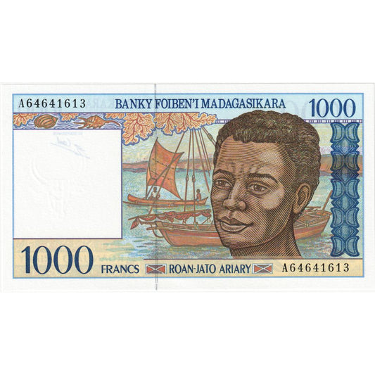 Madagascar, 
  
  1000 franci = 200 ariary, 
  
  UNC(65-70)