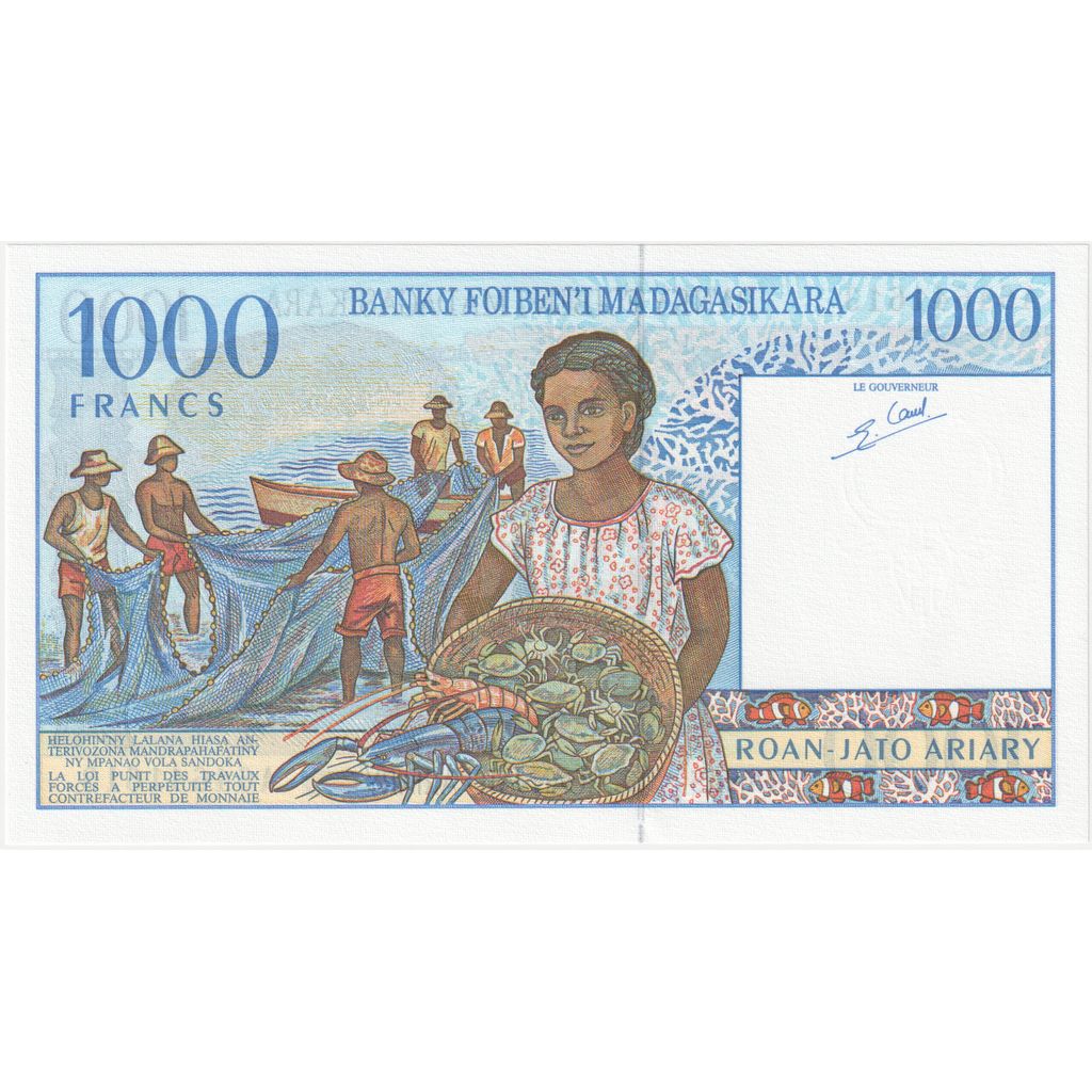 Madagascar, 
  
  1000 franci = 200 ariary, 
  
  UNC(65-70)