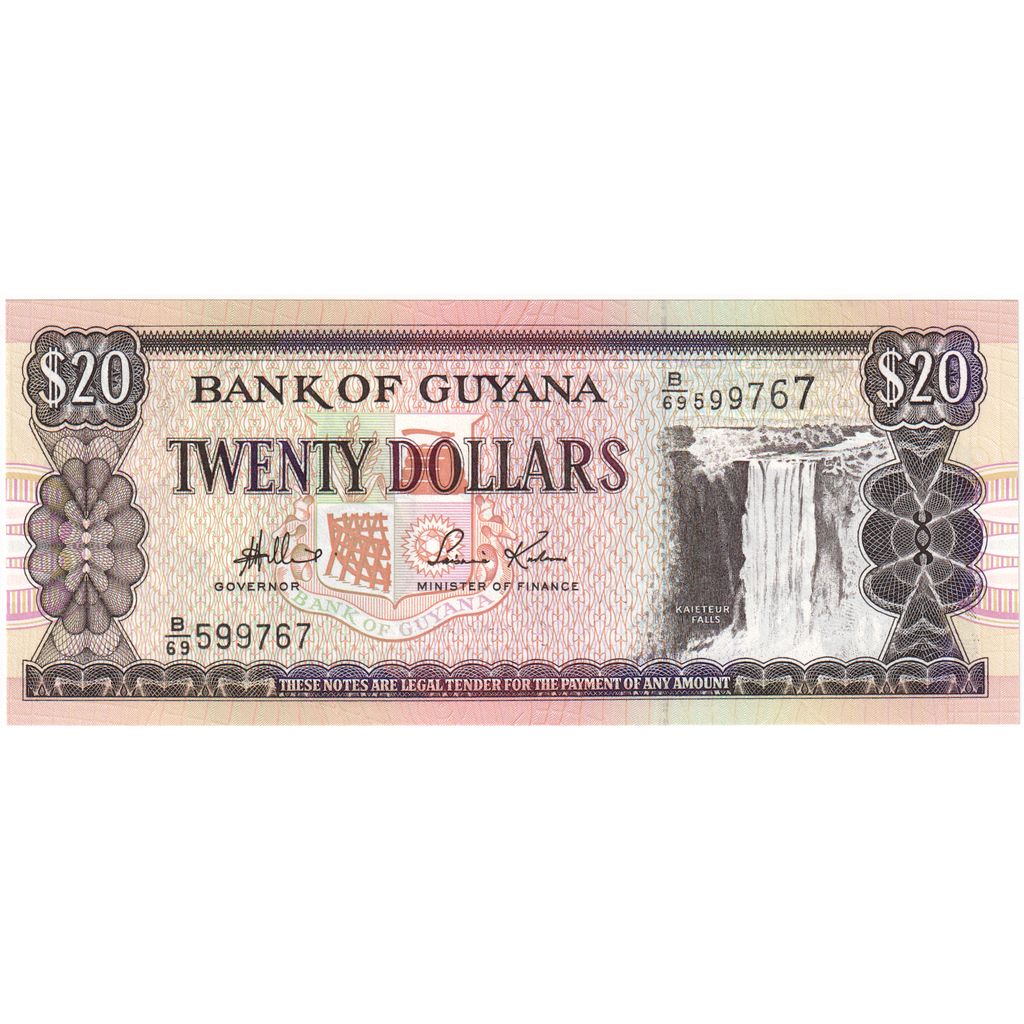 Guyana, 
  
  20 de dolari, 
  
  UNC(65-70)