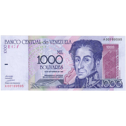 Venezuela, 
  
  1000 bolivar, 
  
  10-09-1998