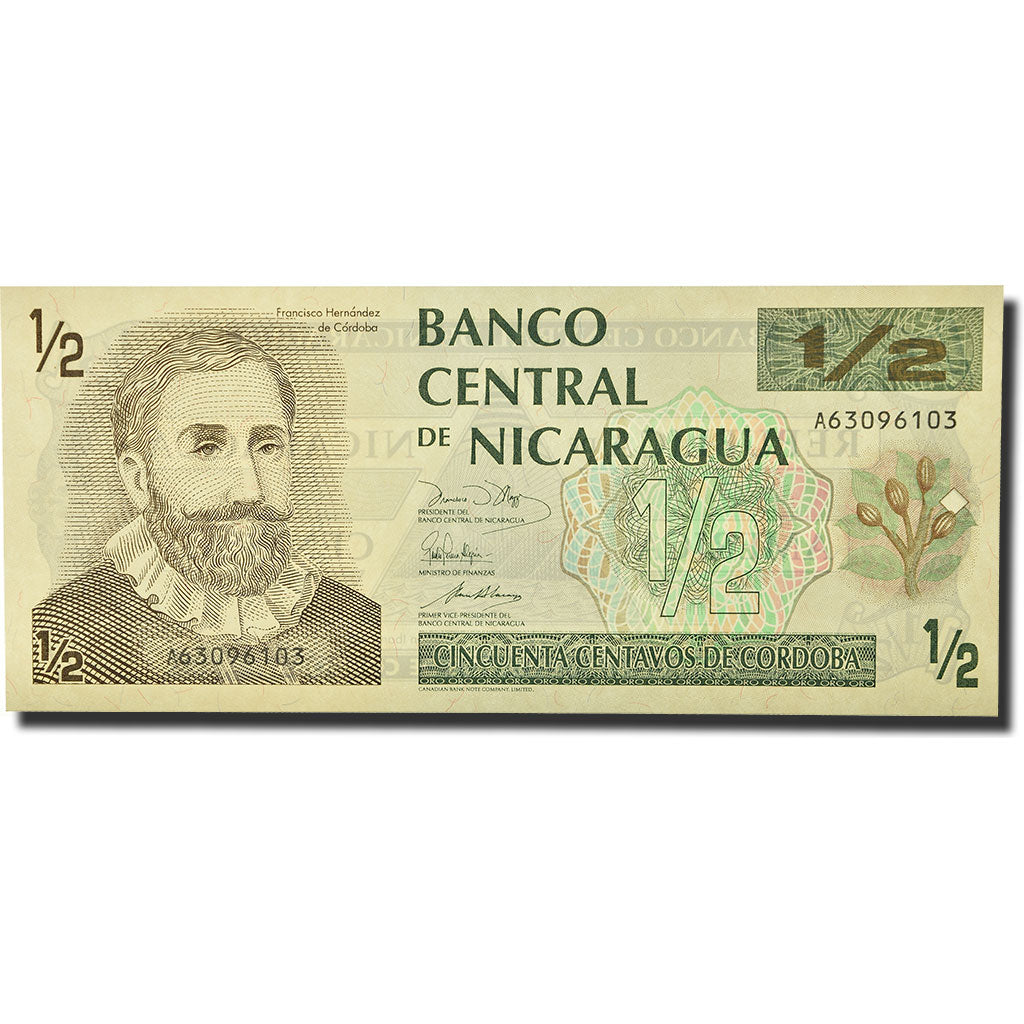 bancnota, 
  
  Nicaragua, 
  
  1/2 Cordoba