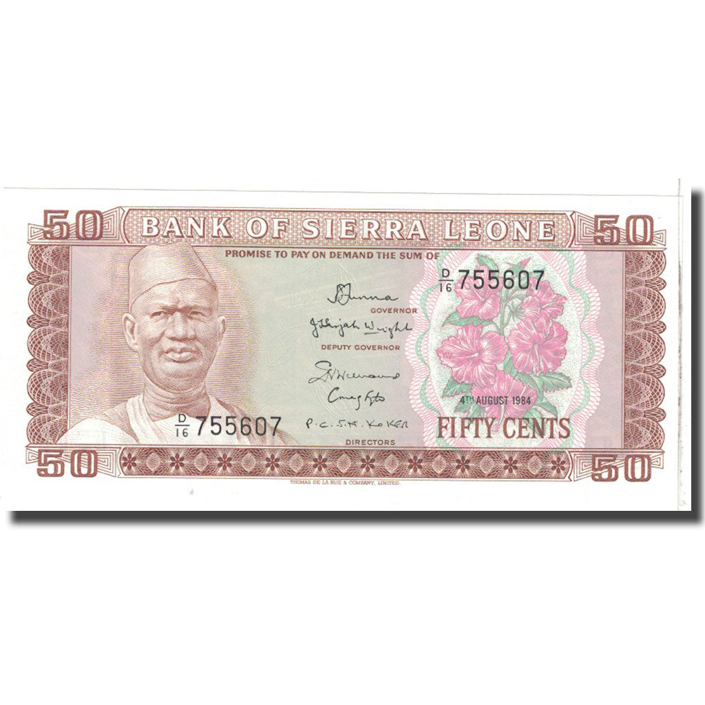 bancnota, 
  
  Sierra Leone, 
  
  50 de leoni