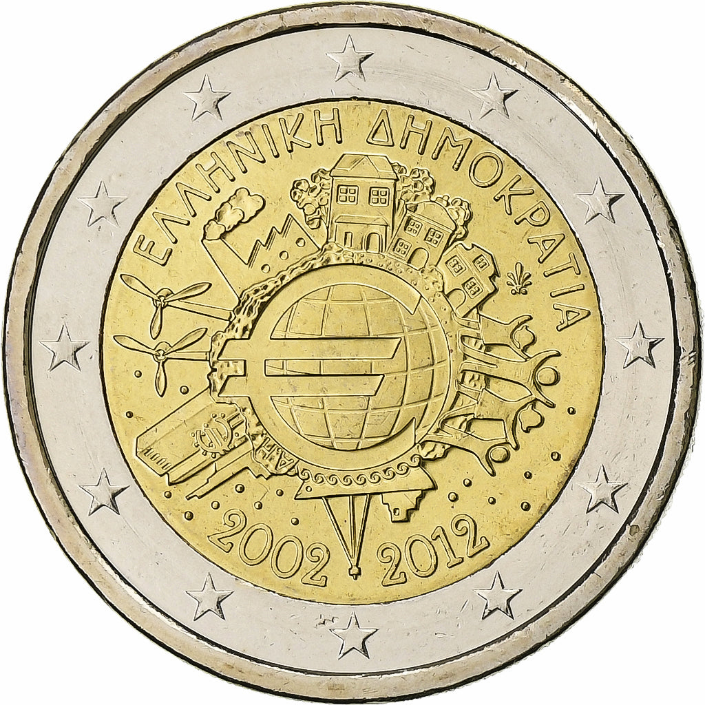 Grecia, 
  
  2 euro, 
  
  €uro 2002-2012