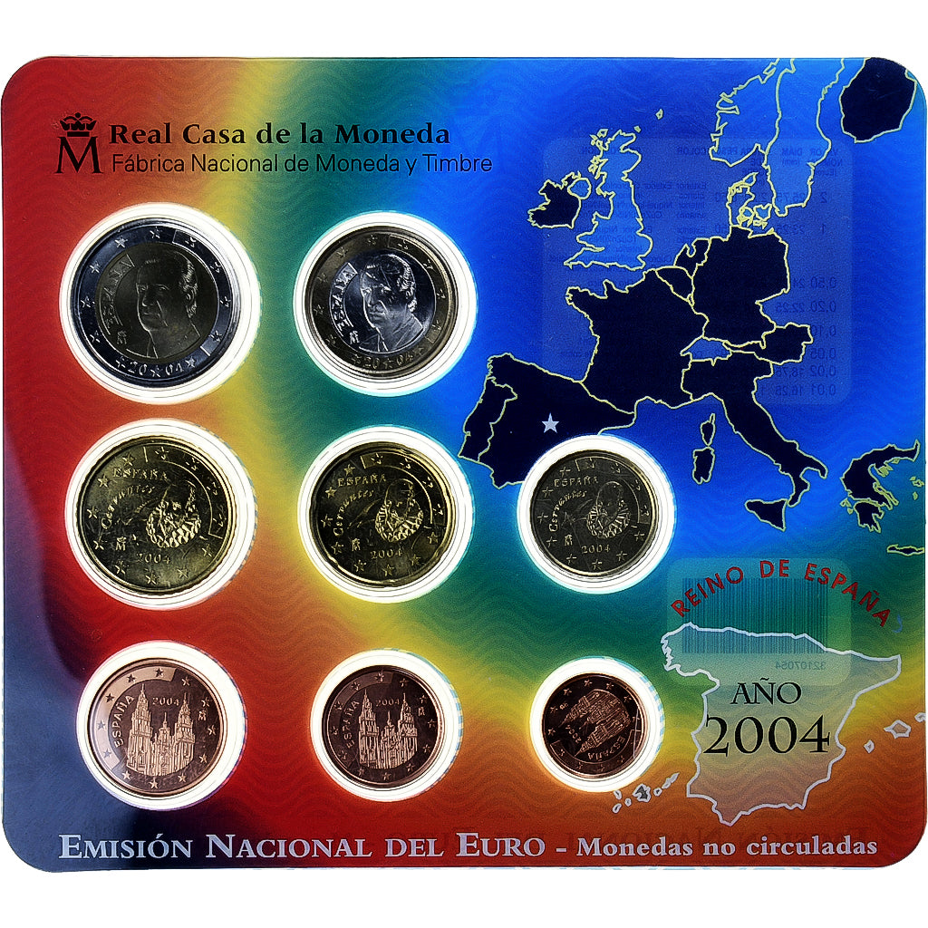 Spania, 
  
  Set 1 ct. - 2 euro, 
  
  Card cu monede