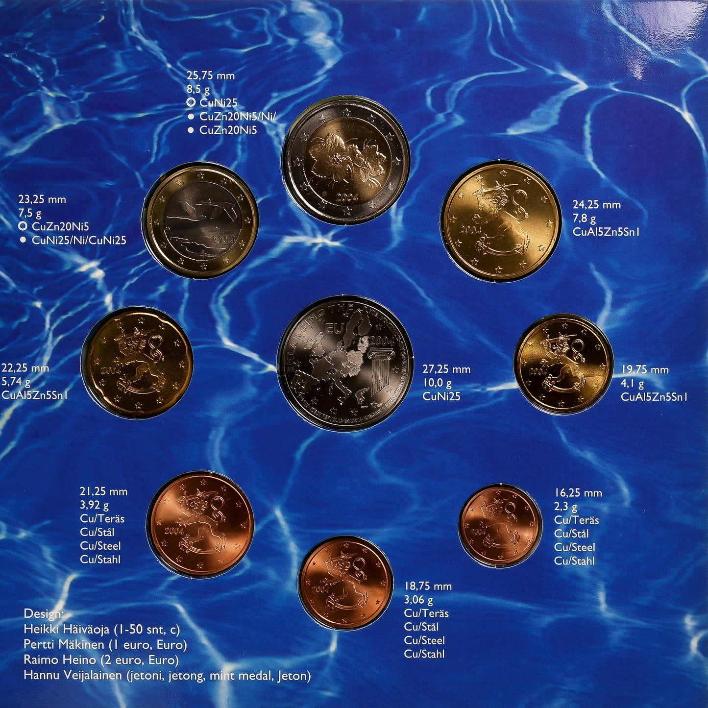 Finlanda, 
  
  Set 1 ct. - 2 euro + token, 
  
  2004