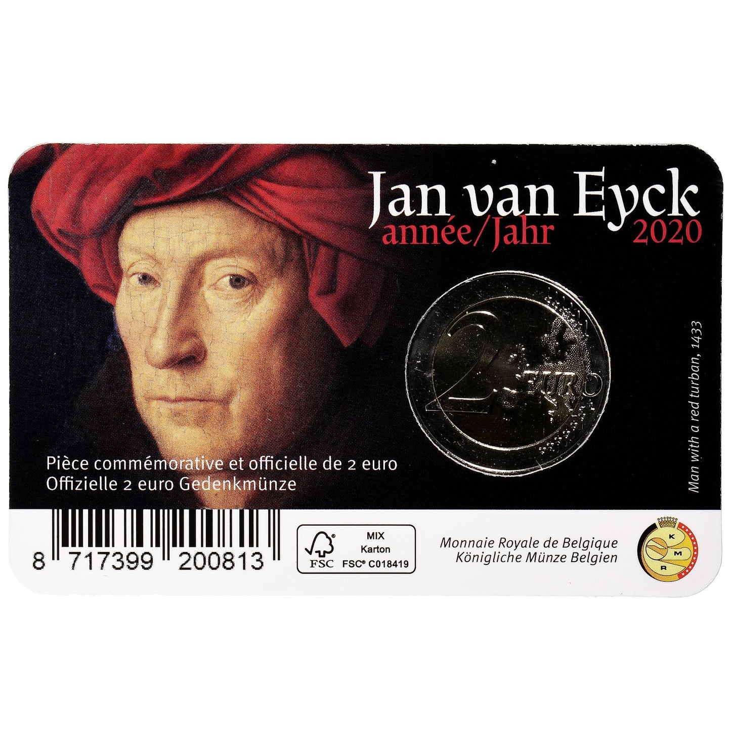 Belgia, 
  
  2 euro, 
  
  Jan Van Eyck