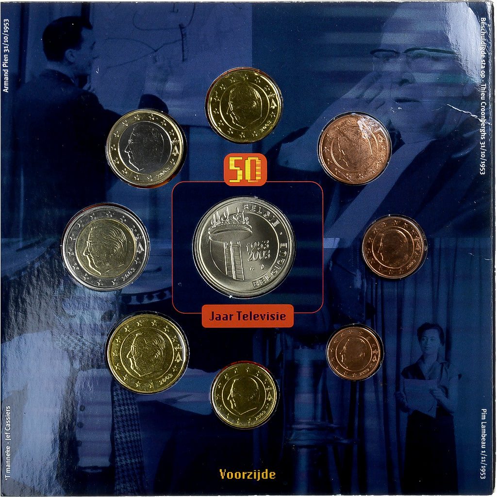 Belgia, 
  
  Set 1 ct. - 2 euro + token, 
  
  50 Ans de Television