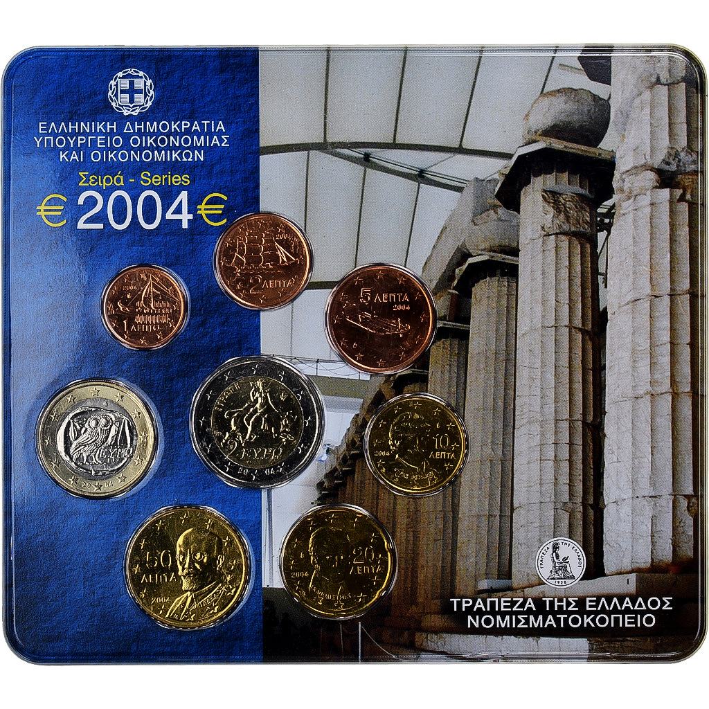 Grecia, 
  
  Set 1 ct. - 2 euro, 
  
  Card de monede. BU