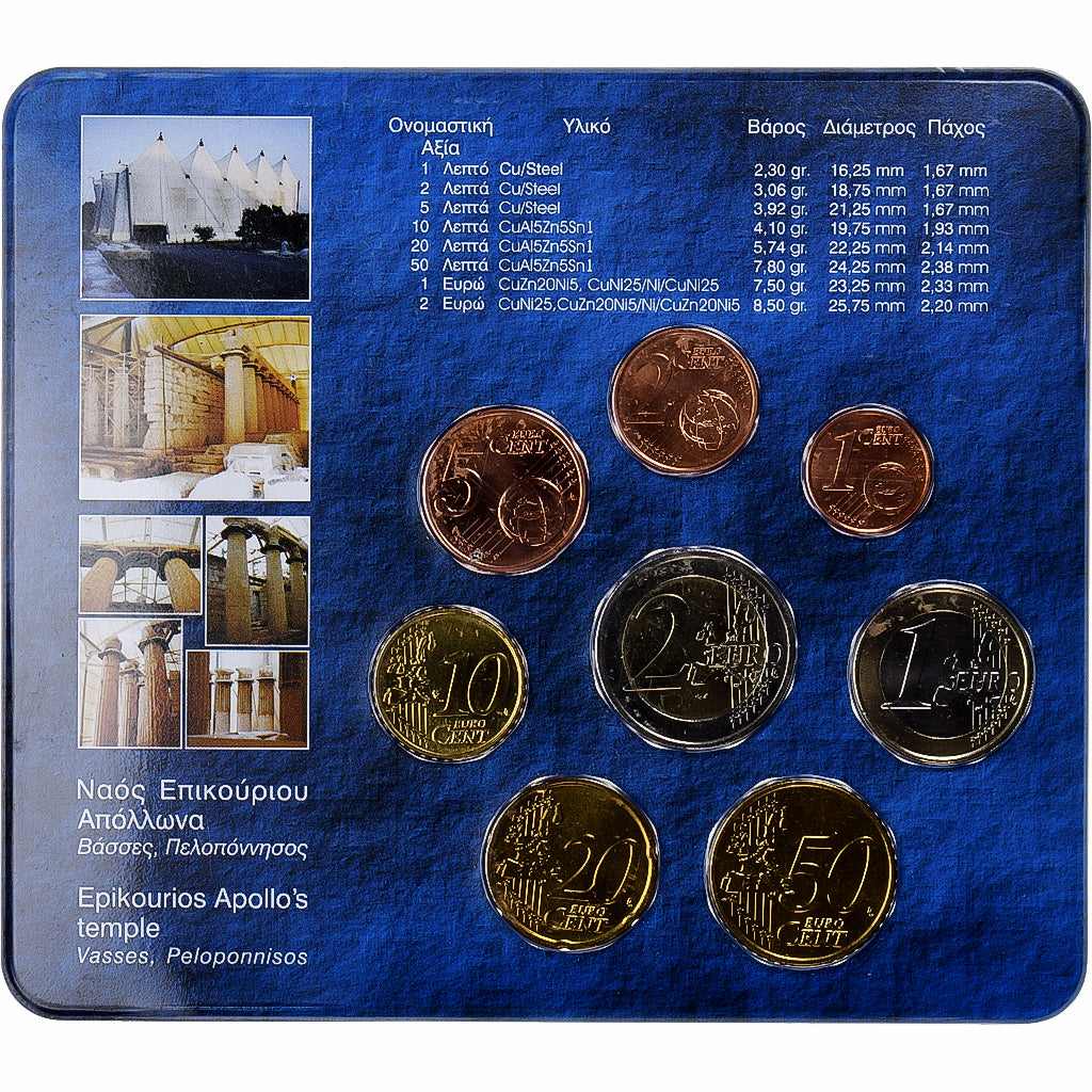 Grecia, 
  
  Set 1 ct. - 2 euro, 
  
  Card de monede. BU