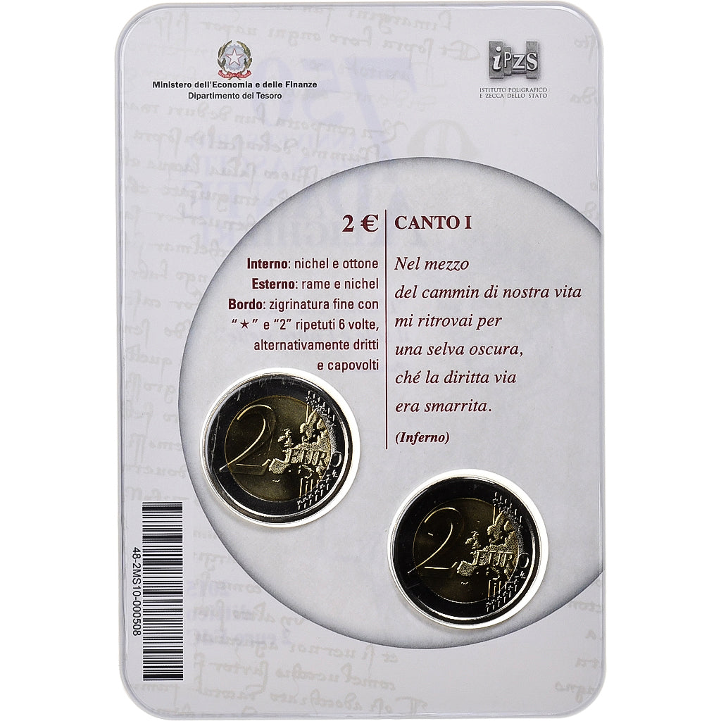 Italia, 
  
  2x 2 euro, 
  
  Dante Alighieri