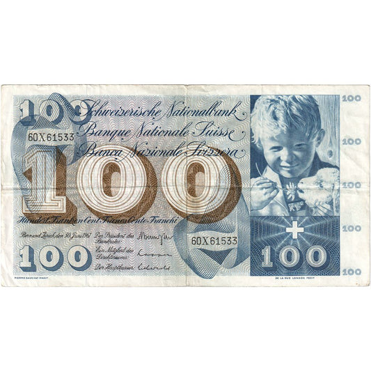 Elveţia, 
  
  100 Franken, 
  
  1967-06-30