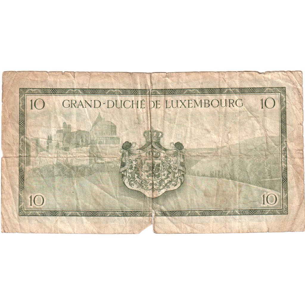 Luxemburg, 
  
  10 franci, 
  
  VF(20-25)