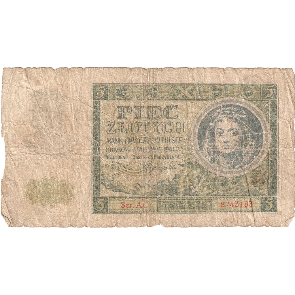 Polonia, 
  
  5 Zlotici, 
  
  1941-08-01