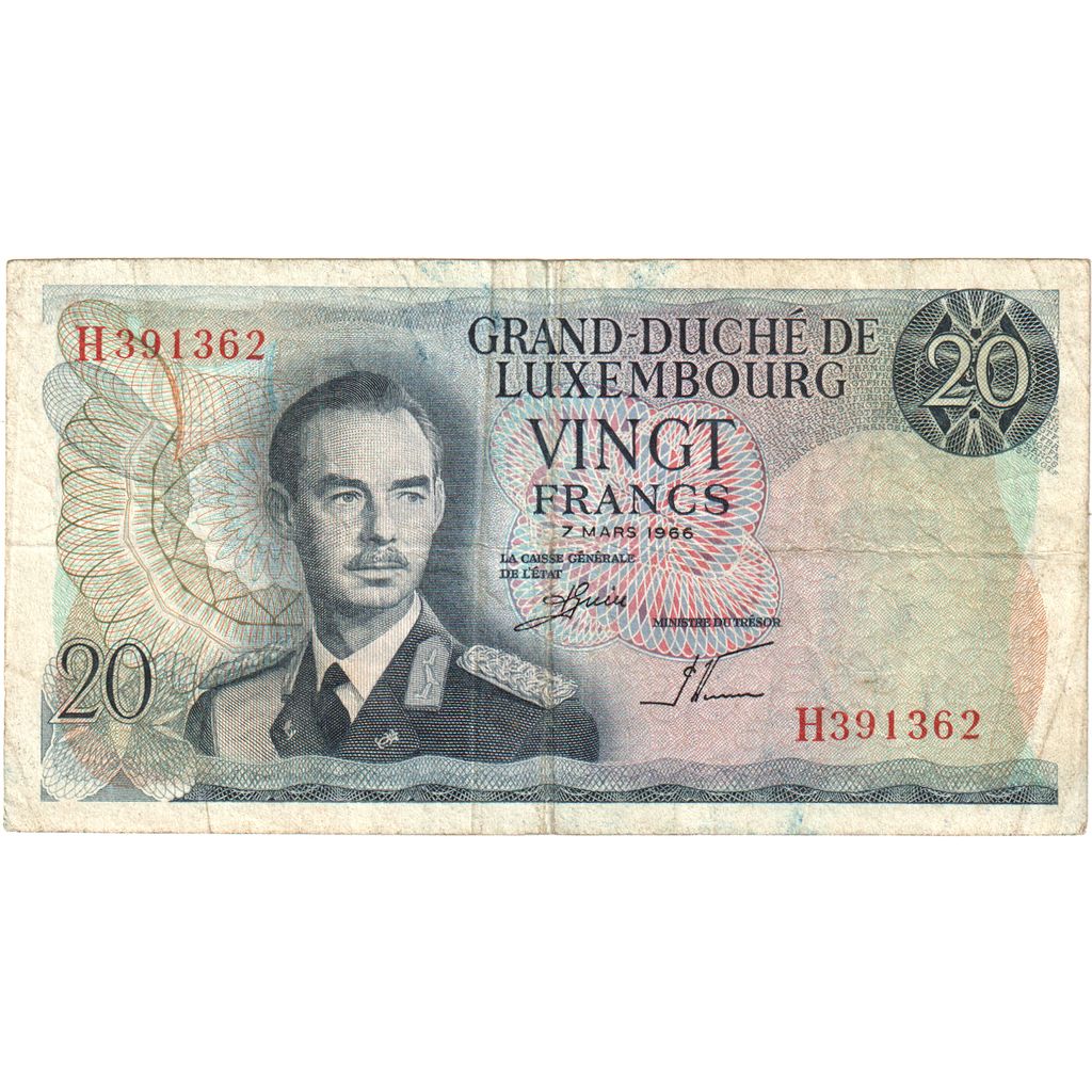 Luxemburg, 
  
  20 de franci, 
  
  1966-03-07