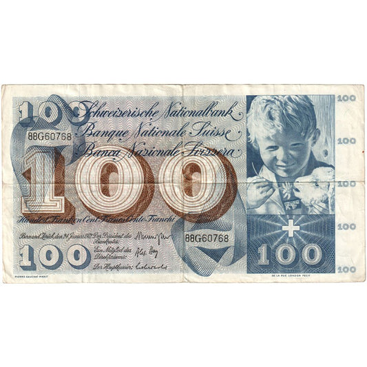 Elveţia, 
  
  100 Franken, 
  
  1965