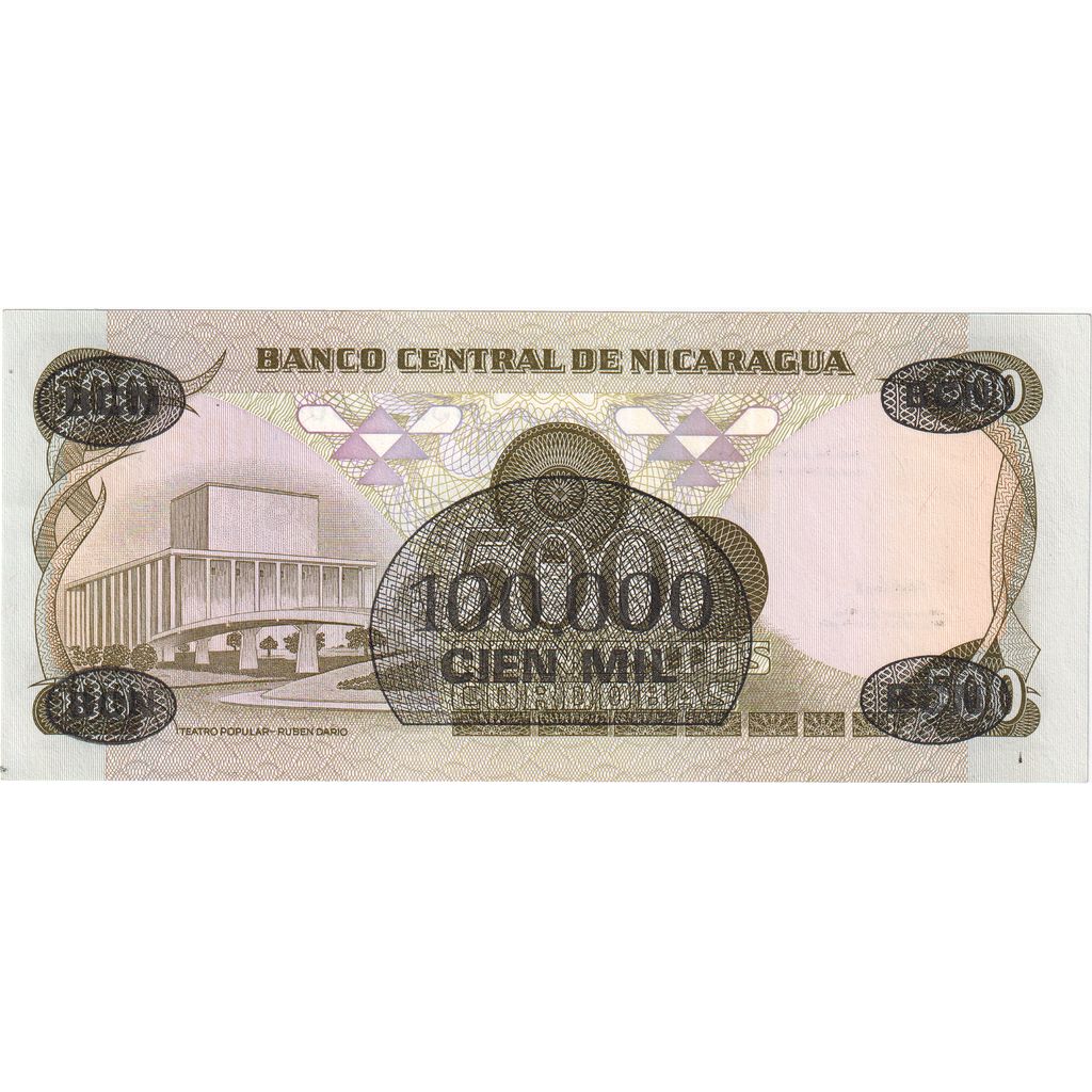 Nicaragua, 
  
  100, 
  
  000 Córdobas pe 500 Córdobas