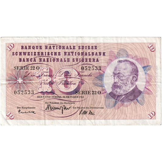 Elveţia, 
  
  10 Franken, 
  
  1964-10-26