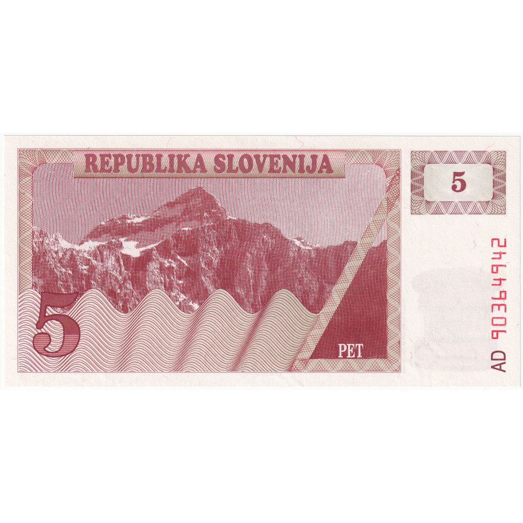 Slovenia, 
  
  5 (Tolarjev), 
  
  UNC(65-70)