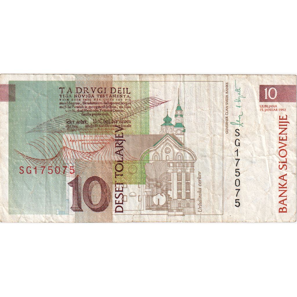 Slovenia, 
  
  10 Tolarjev, 
  
  15-01-1992