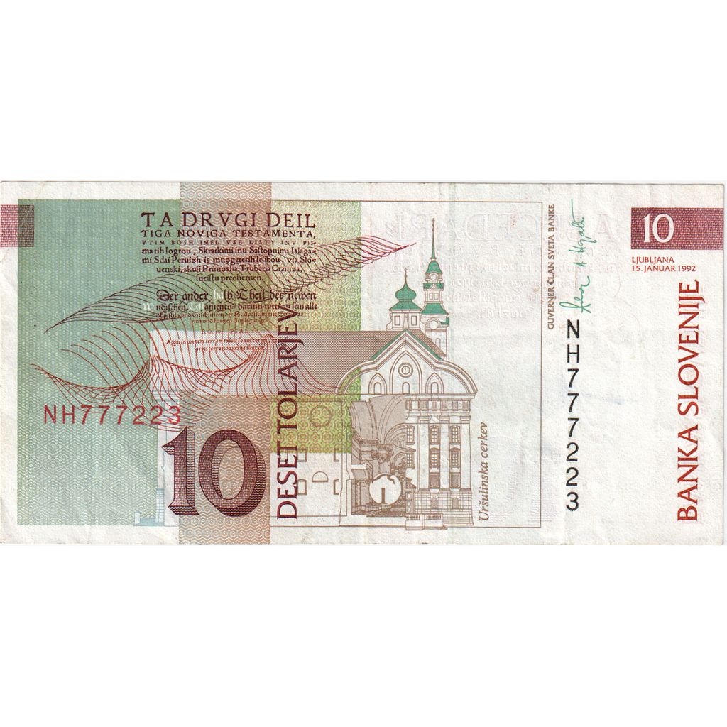 Slovenia, 
  
  10 Tolarjev, 
  
  UNC(65-70)