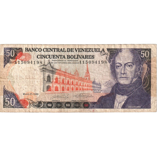 Venezuela, 
  
  50 bolivar, 
  
  1990-05-31