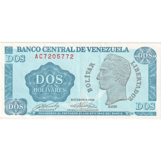 Venezuela, 
  
  2 bolivar, 
  
  1989-10-05