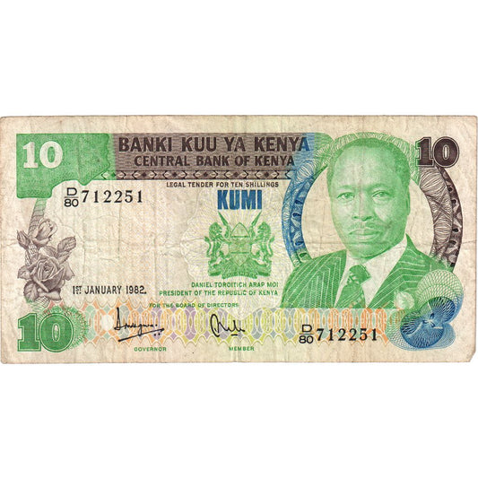 Kenya, 
  
  10 șilingi, 
  
  1982-01-01