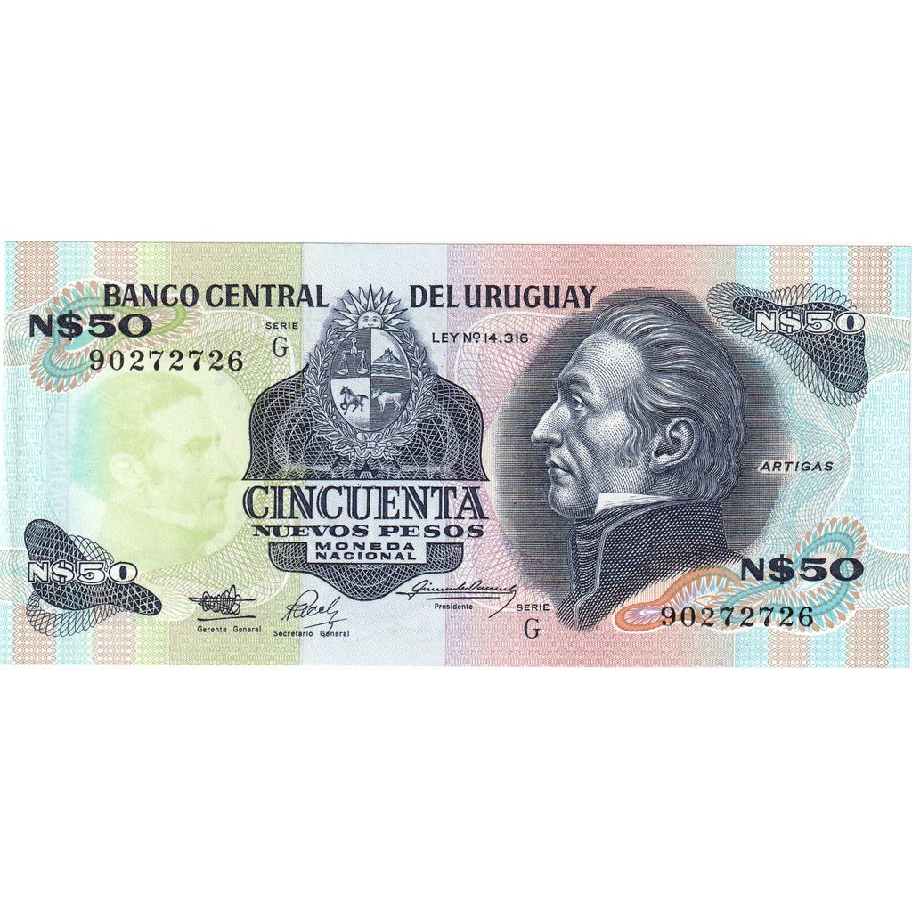 Uruguay, 
  
  50 de pesos noi, 
  
  UNC(65-70)