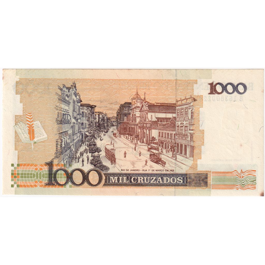 Brazilia, 
  
  1 Cruzado Novo pe 1000 Cruzados, 
  
  EF(40-45)