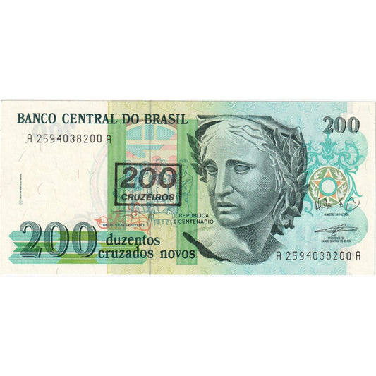 Brazilia, 
  
  200 Cruzeiros pe 200 Cruzados Novos, 
  
  UNC(65-70)