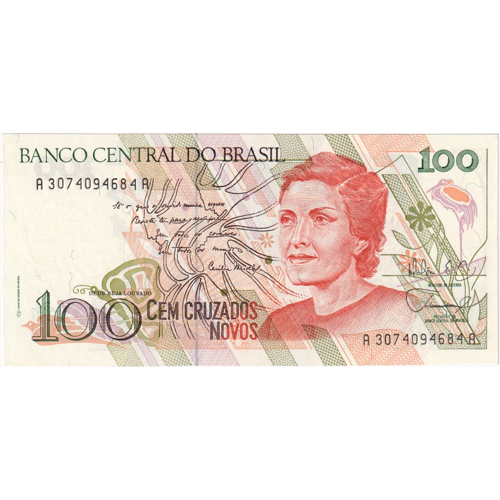 Brazilia, 
  
  100 Cruzados Novos, 
  
  UNC(65-70)